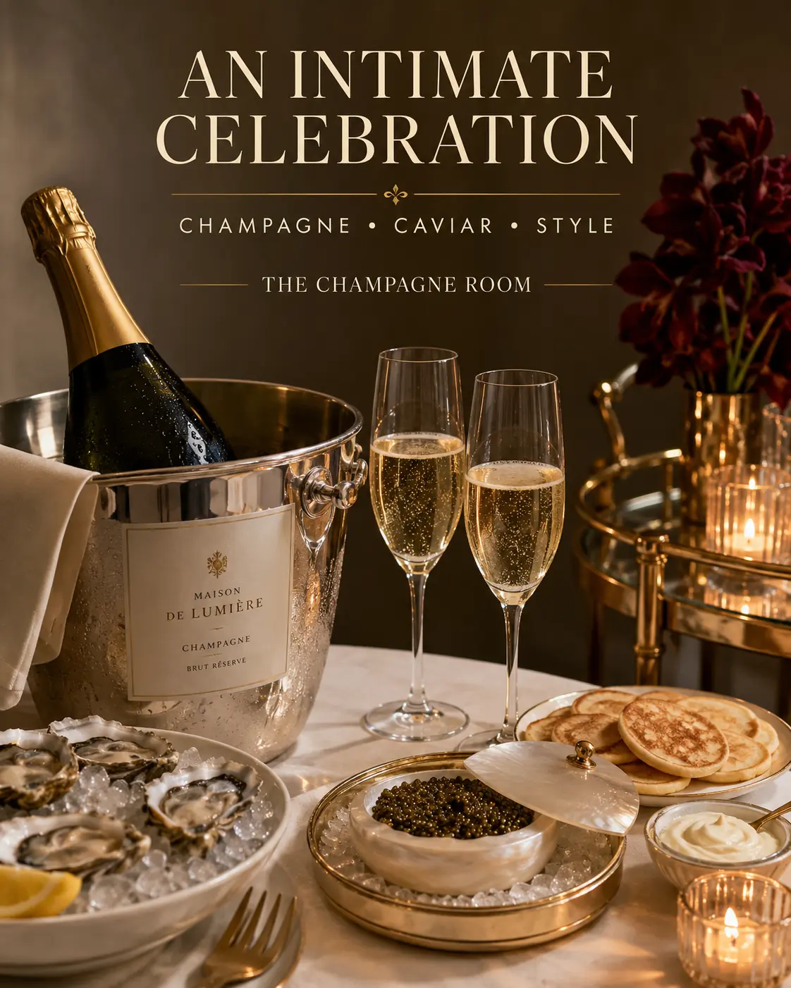Champagne Room opening event featuring champagne, caviar and seafood at Ambassador Gold Coast