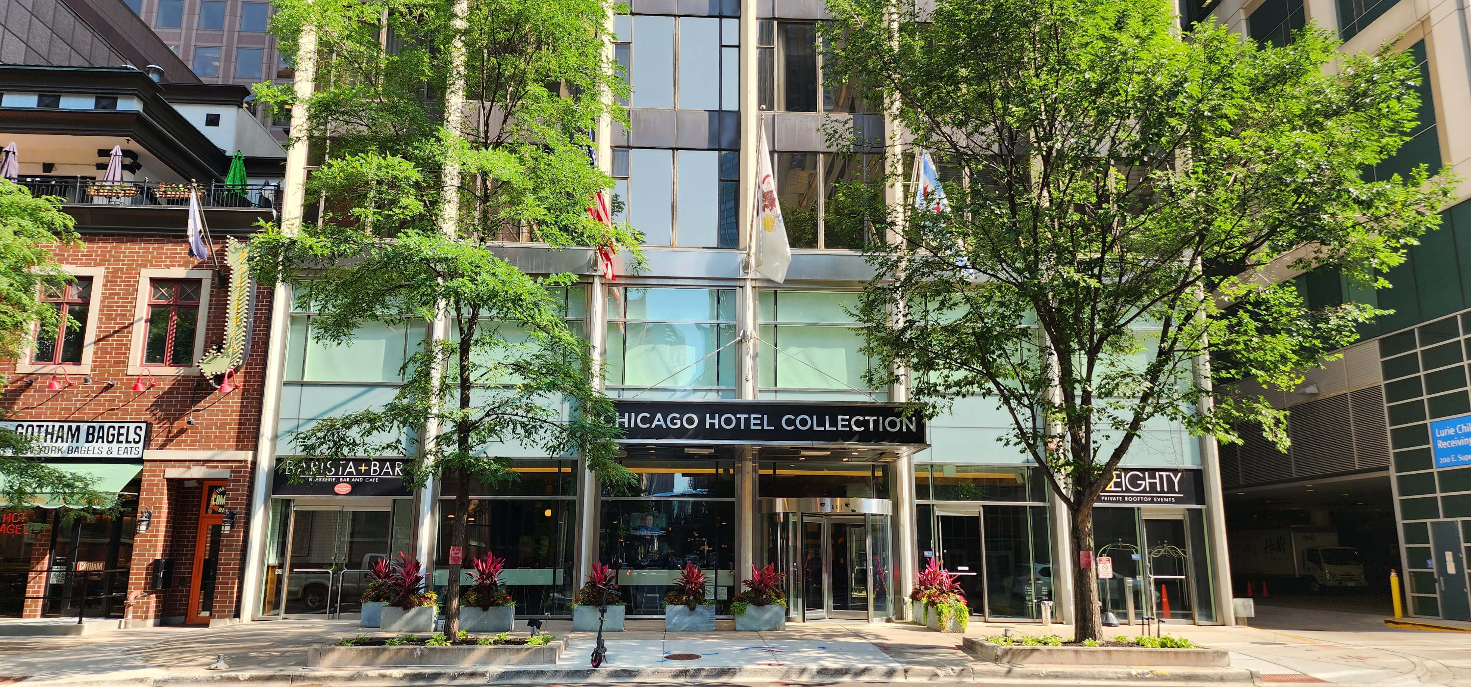Magnificent Mile hotel facade near Michigan Avenue