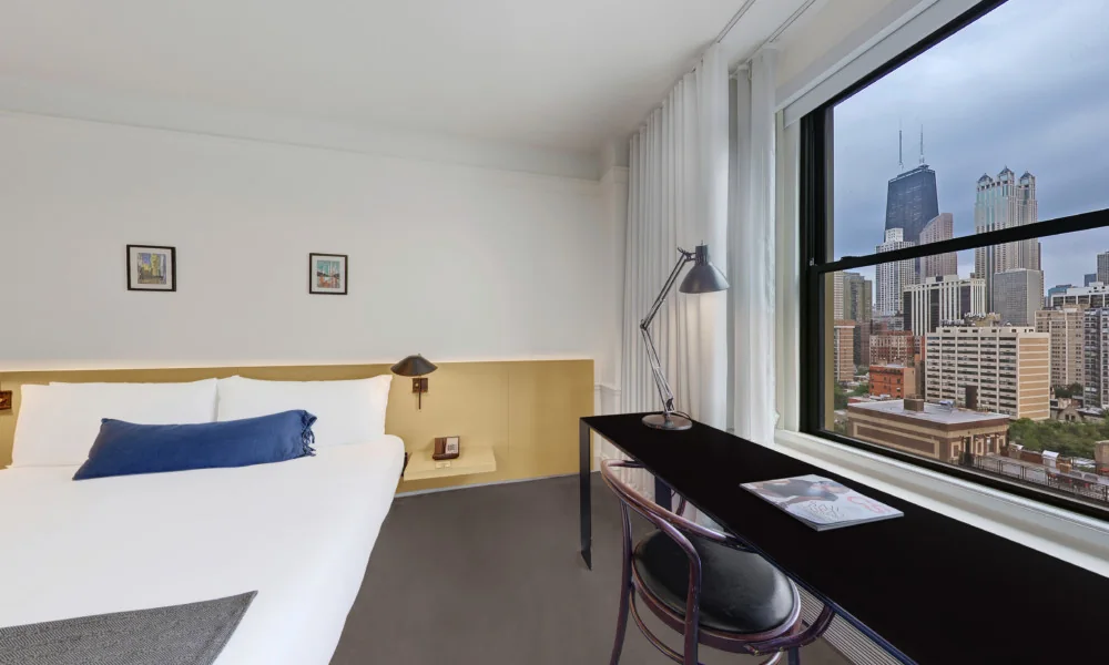 Current Ambassador Gold Coast guestroom with Chicago view